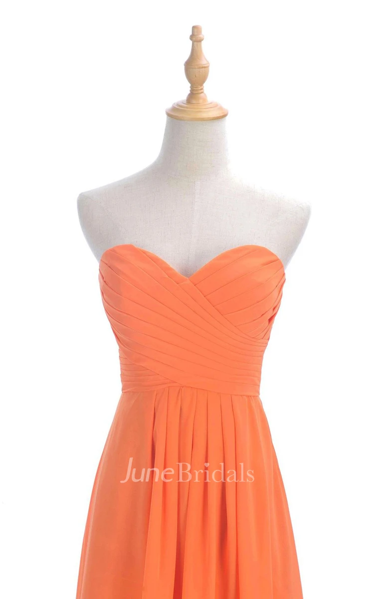 Sweetheart Criss-cross Chiffon A-line Dress With Lace-up Back