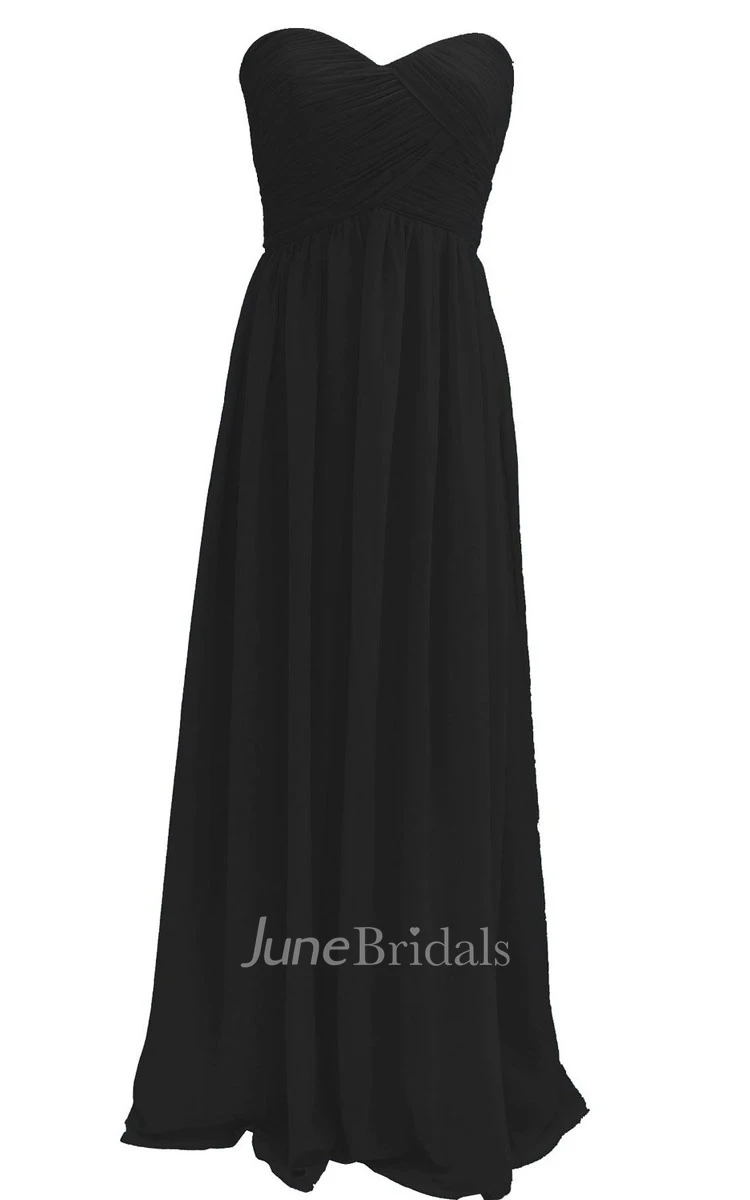 Elegant Strapless Sweetheart Ruched Chiffon A-line Gown