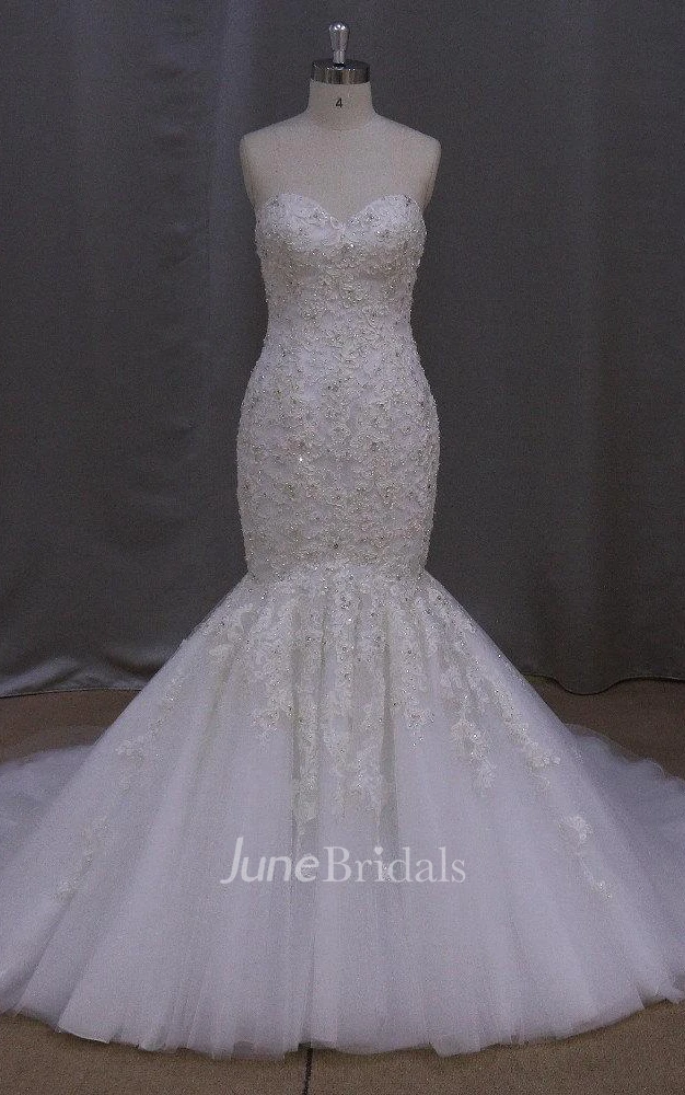 Sweetheart Heavy Beaded Mermaid Wedding Dress With Lace-Up Back