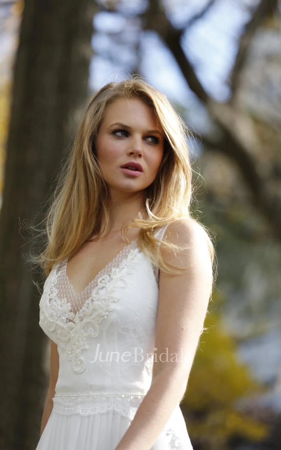 Chiffon Lace Weddig Dress With Beading