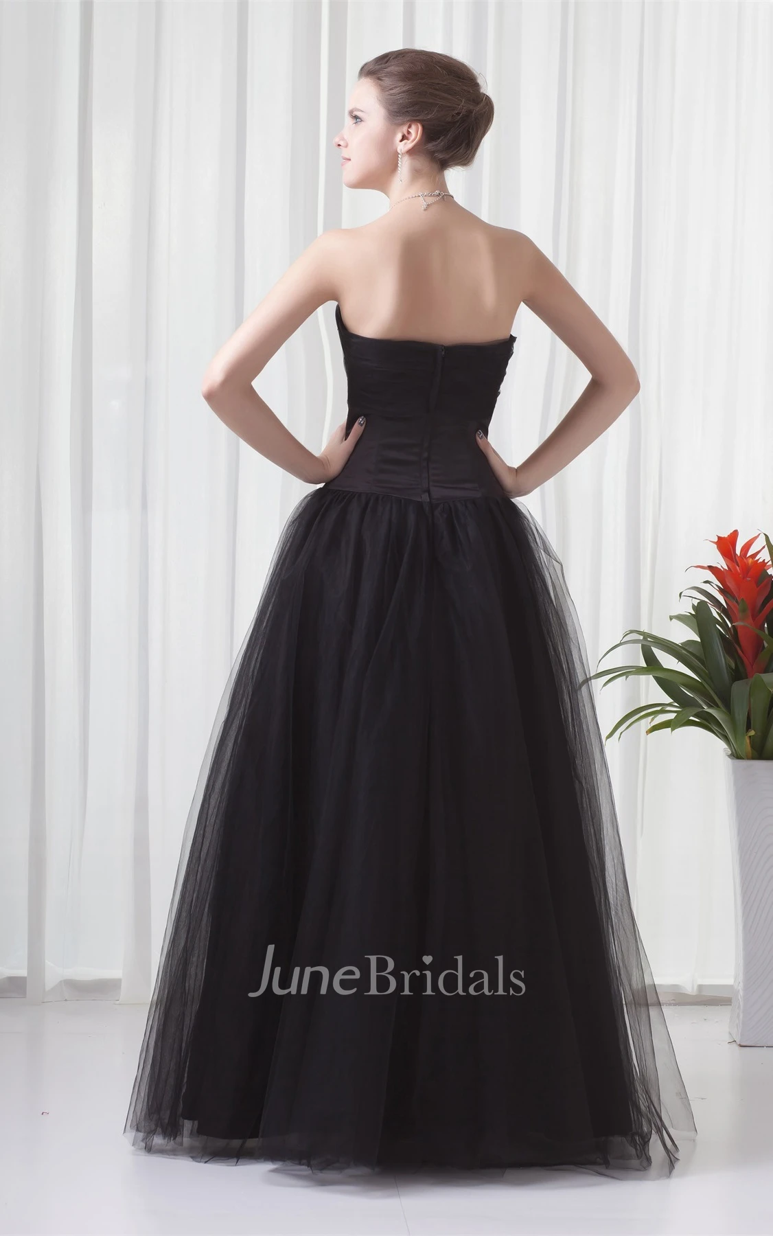 strapless ball a-line gown with tulle overlay and strass