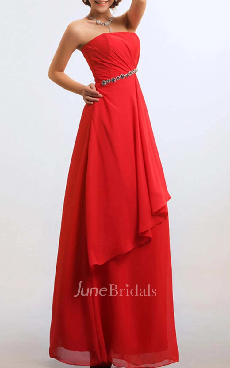 Strapless Empire Chiffon Floor-length Dress With Side Draping