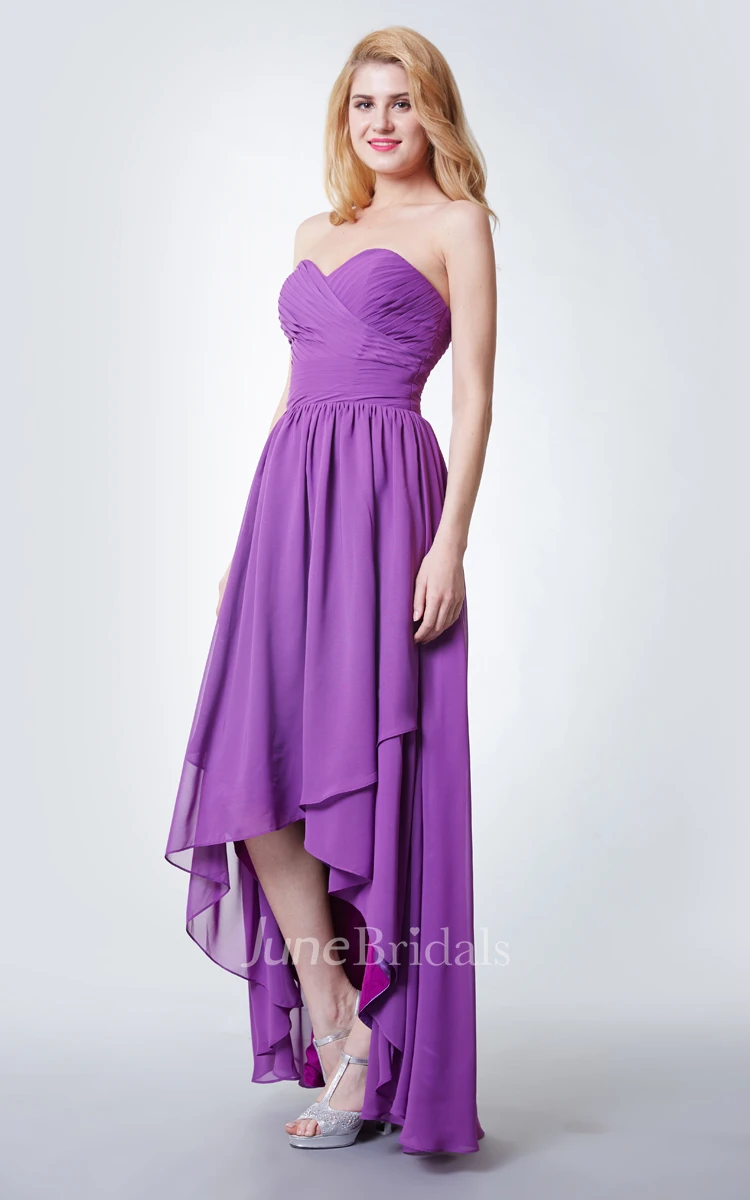 Sweetheart High Low Chiffon Bridesmaid Dress