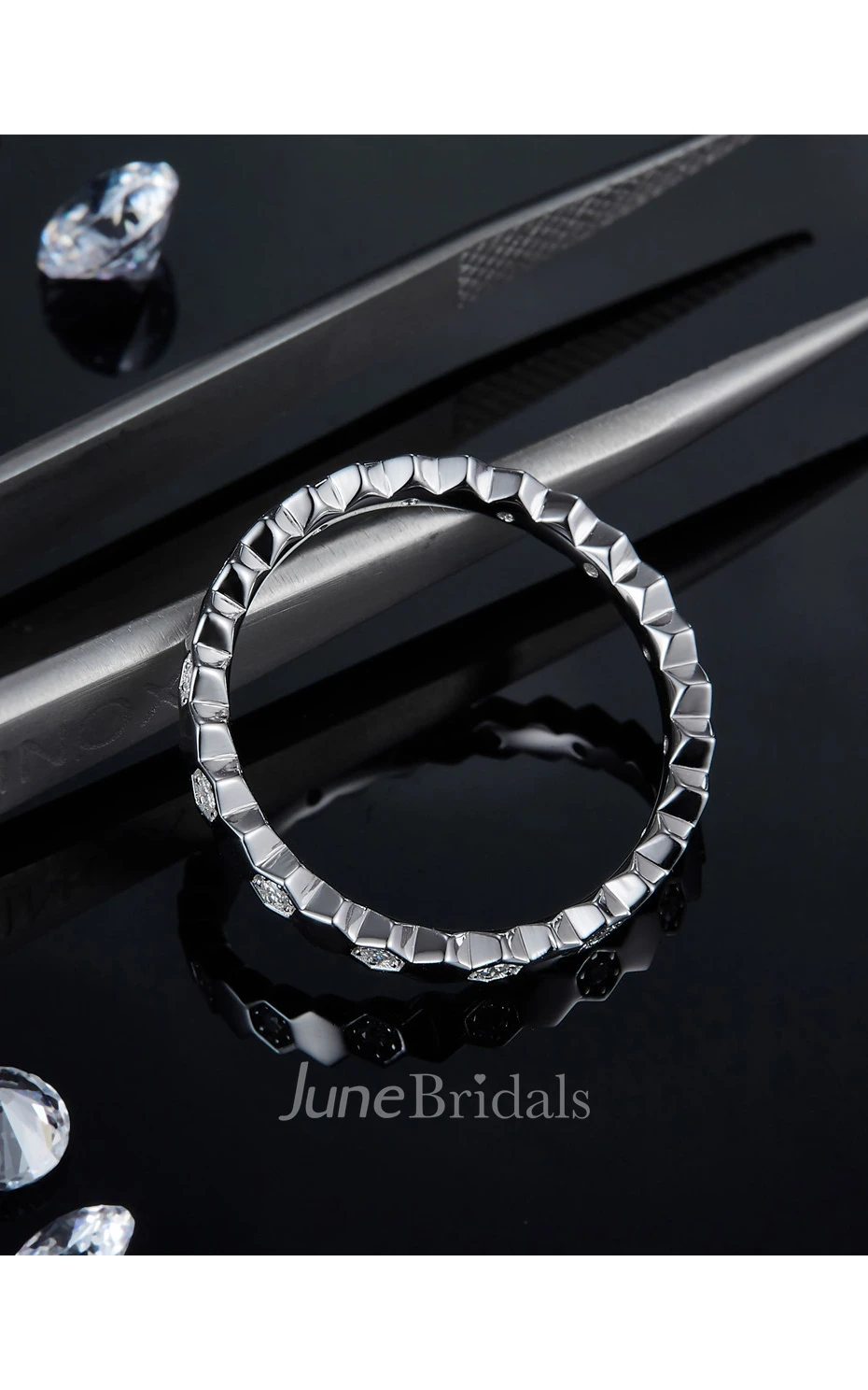 Honeycomb Moissanite Siver 925 Stackable Rings