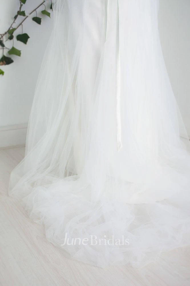 Tulle Satin Lace Button Wedding Dress
