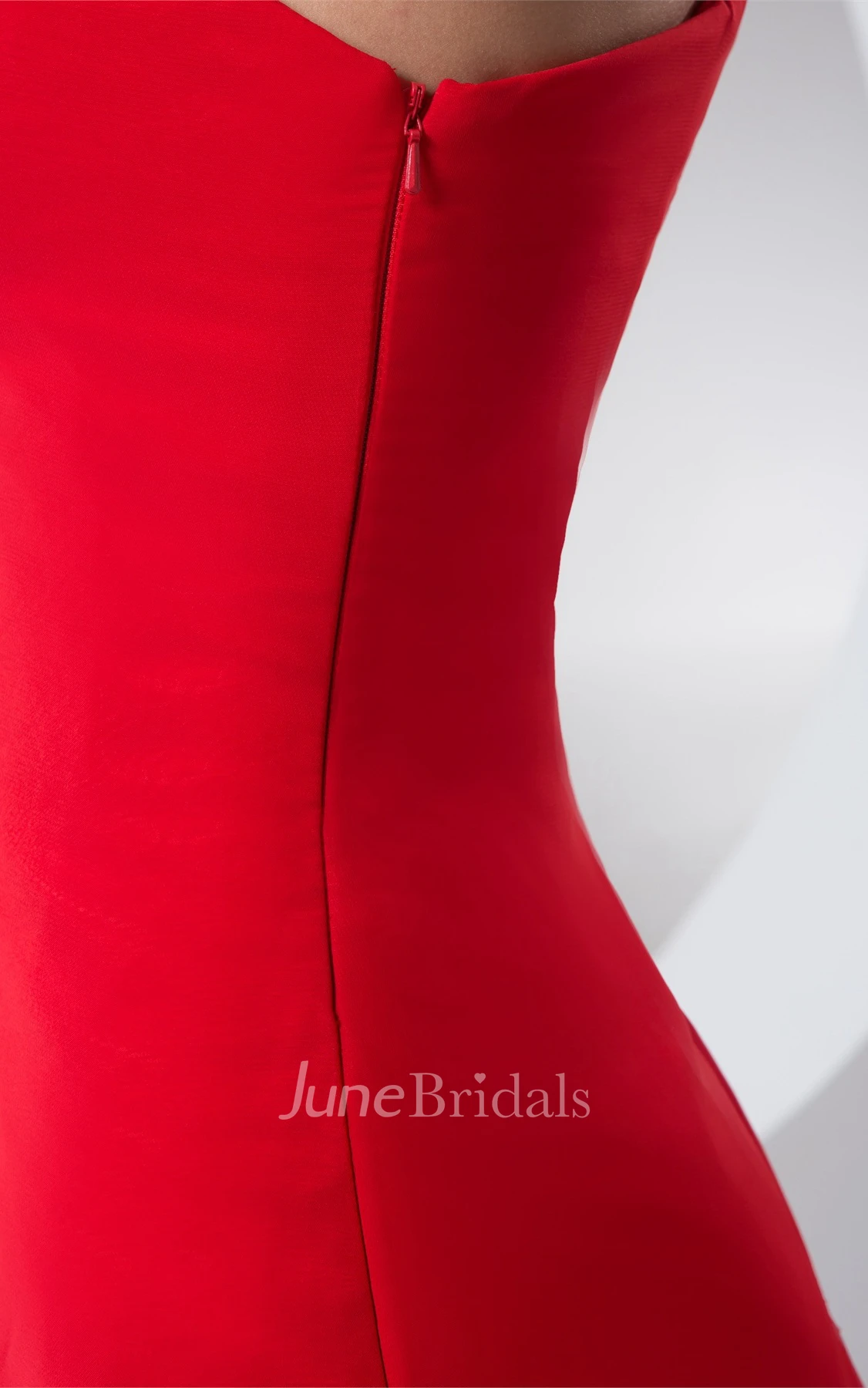 One-Shoulder Front-Split Sheath Dress with Brush Train