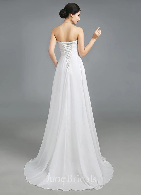 Gorgeous Sweetheart Crystals Prom Dress Long Chiffon Lace-Up