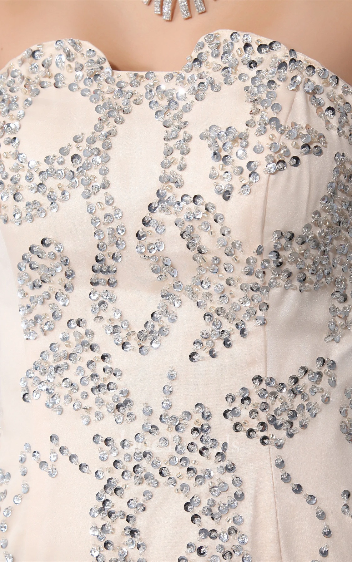 Strapless Notched Mermaid Tulle Dress with Beading and Pleats