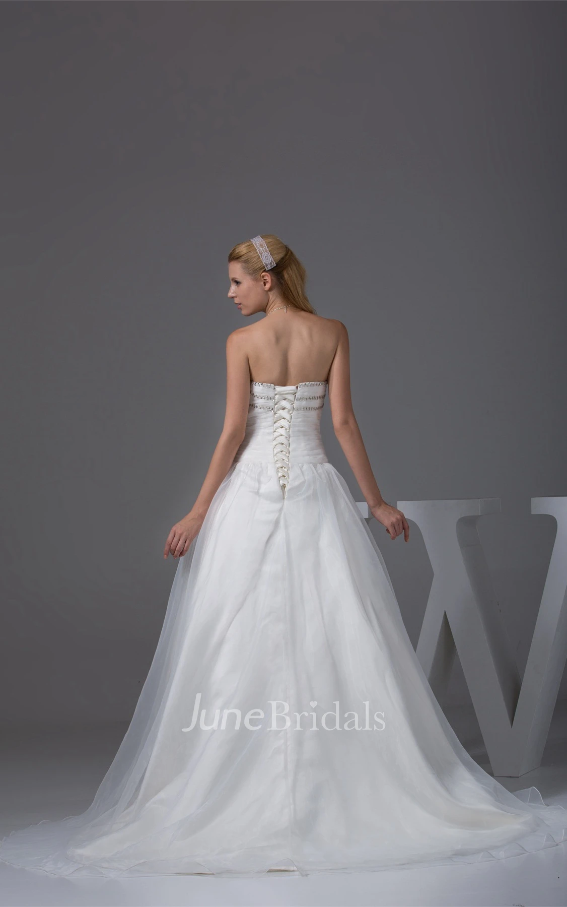 Sweetheart Tulle A-Line Gown with Rhinestone and Pleats