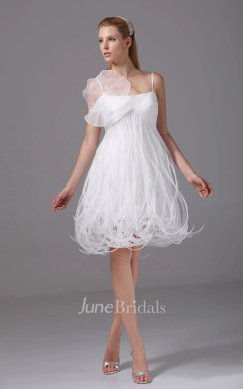 Lovely Spaghetti-Strap Knee-Length Dress With Thread Design