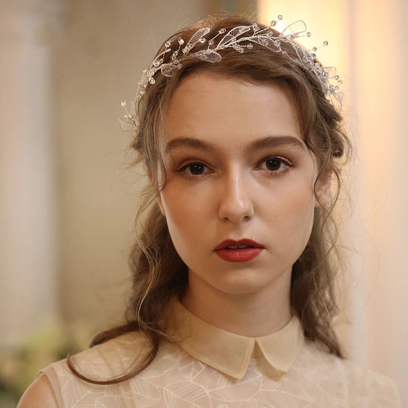 Western Style Silver Lace Crystal Headbands