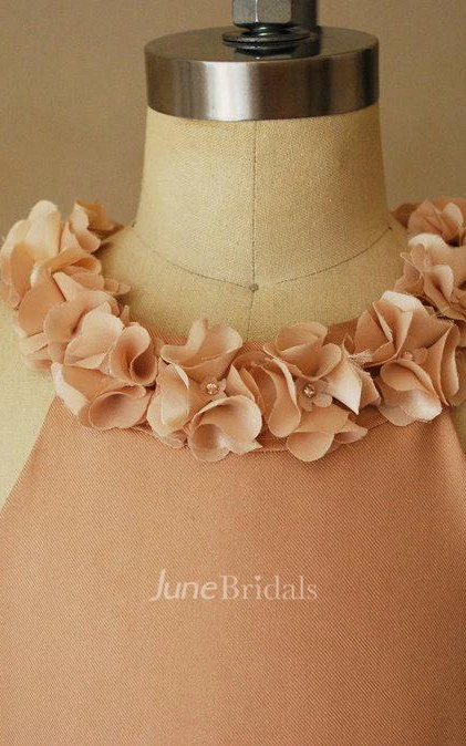 Pink Bubble Dress With Chiffon Flower Neck