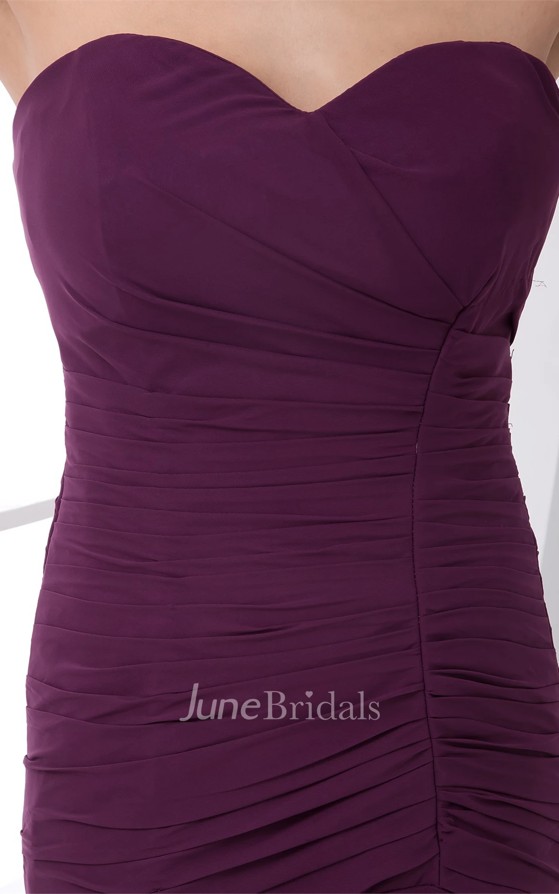 sweetheart pleated ankle-length chiffon dress with ruched bodice