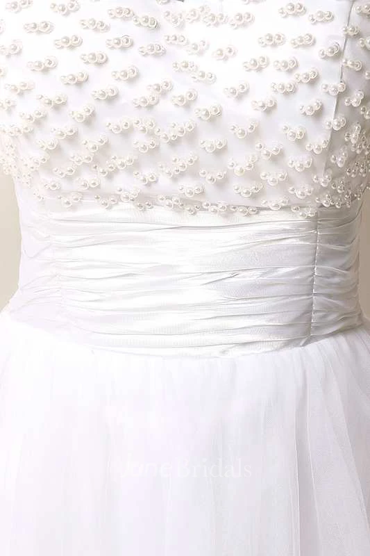 Strapless Scoop Neck Ruched Short Lace Dress