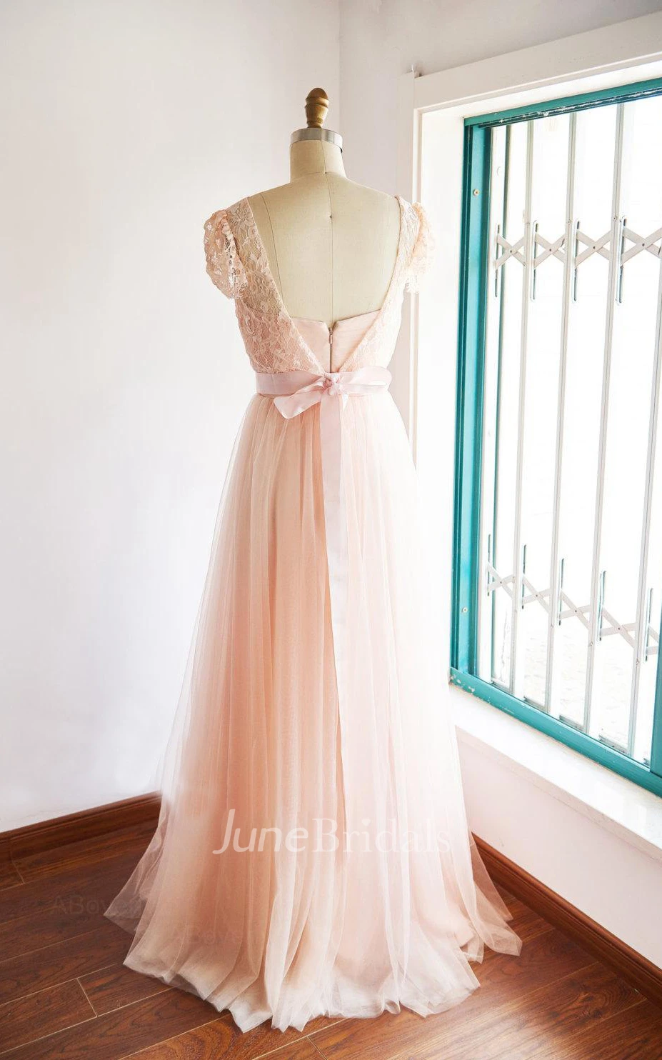 Cap Sleeve Tulle Lace Satin Weddig Dress With Jacket