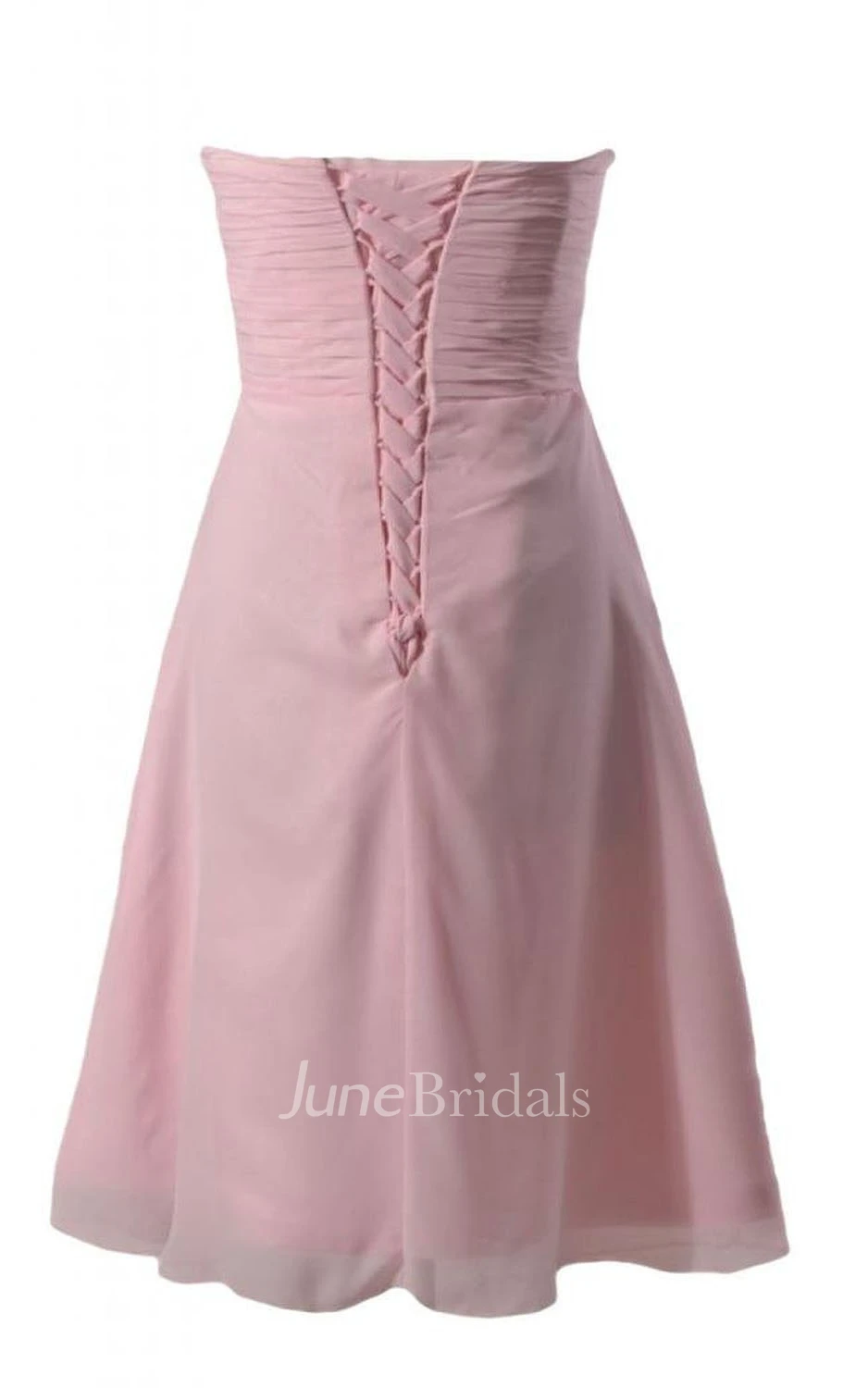 Sleeveless Ruched Appliqued Bodice Knee-length Chiffon Dress