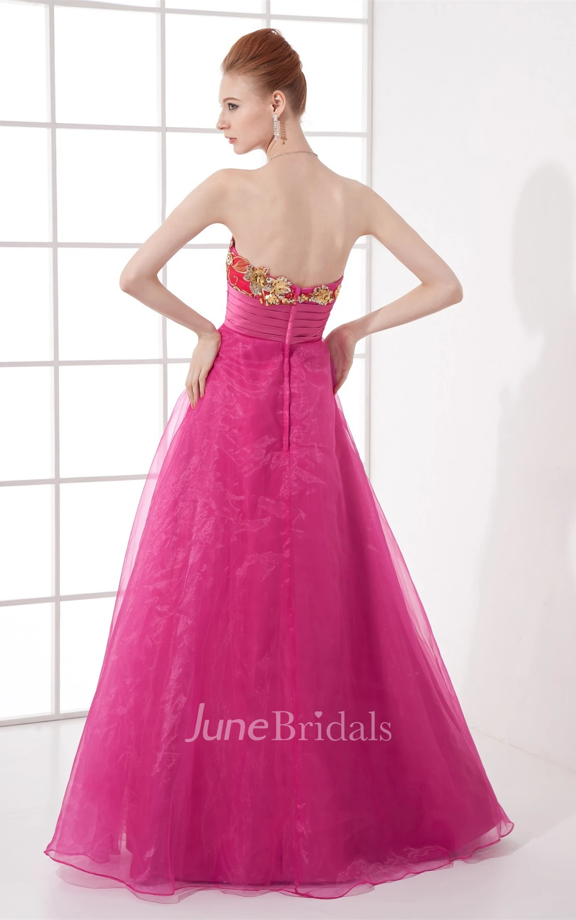 sweetheart maxi a-line dress with sequined embellishment