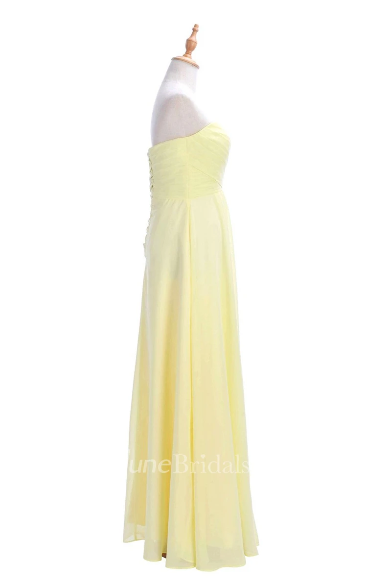 Sweetheart Criss-cross Chiffon A-line Dress With Lace-up Back