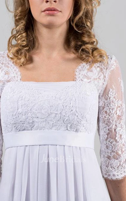 Long Square Neck A-Line Wedding Dress With Chantelle Lace Corset