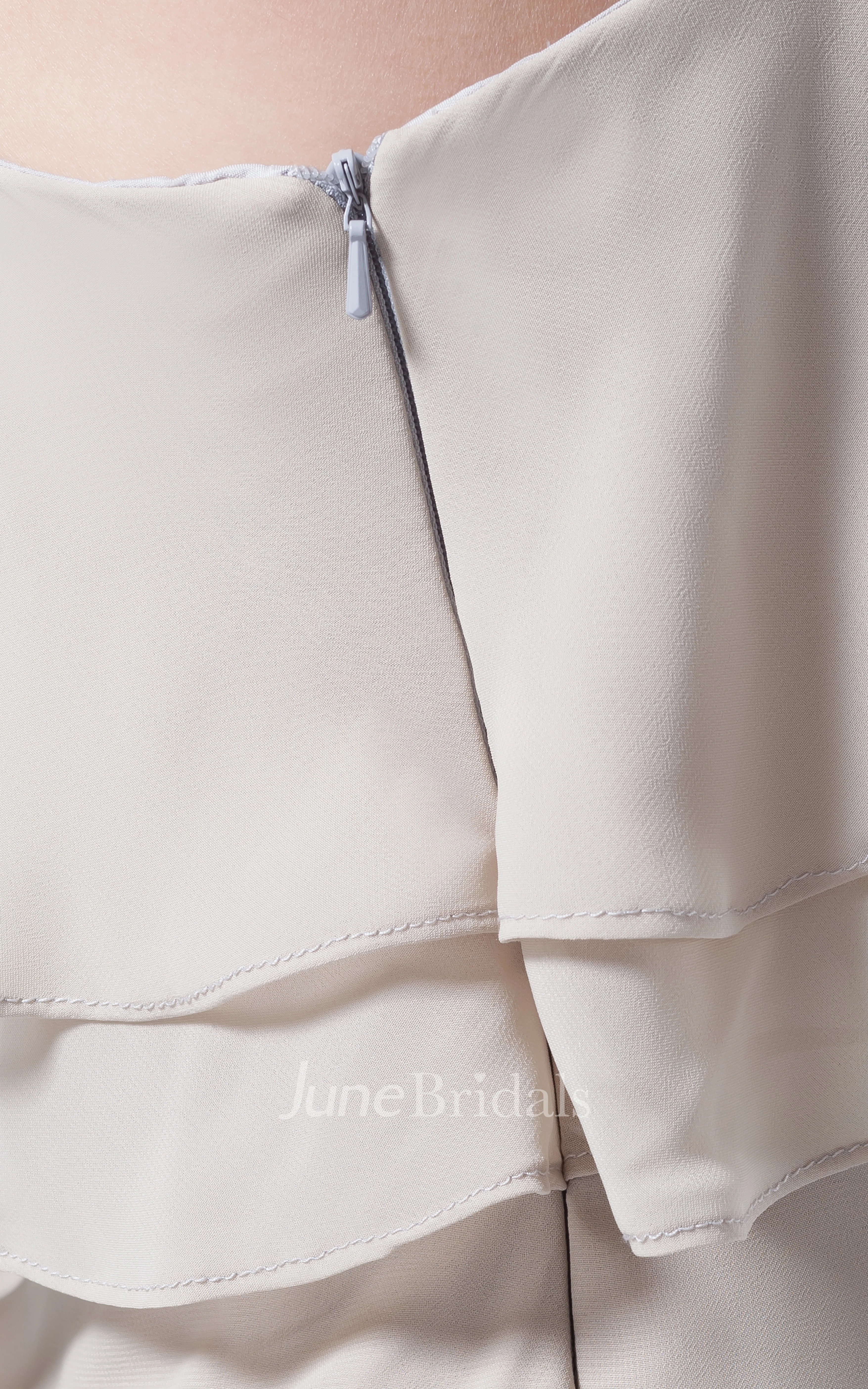 One-Shoulder Floor-Length Chiffon Dress With Tiers