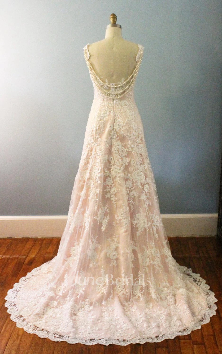 A-Line Lace Satin Weddig Dress With Draping Beading