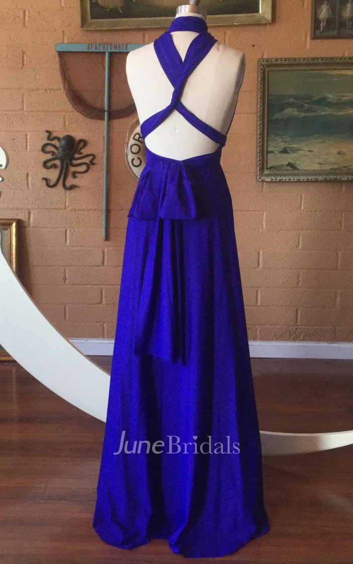 Botanical Iris Blue Octopus Convertible Infinity Wrap Maternity Prom Tardis Blue Dress