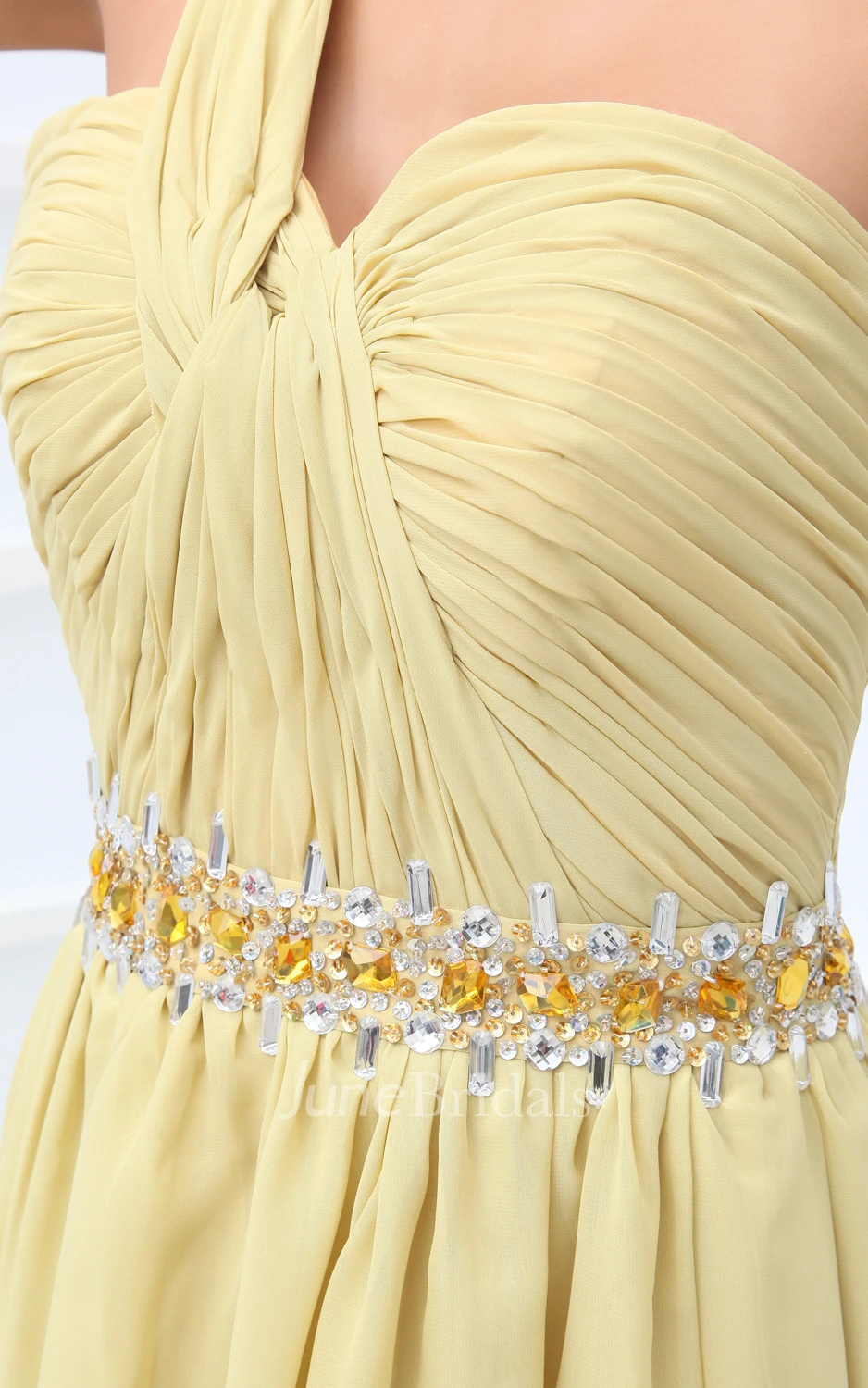 Ethereal Asymmetrical One-Shoulder High-Low Dress With Ruching And Ruffle