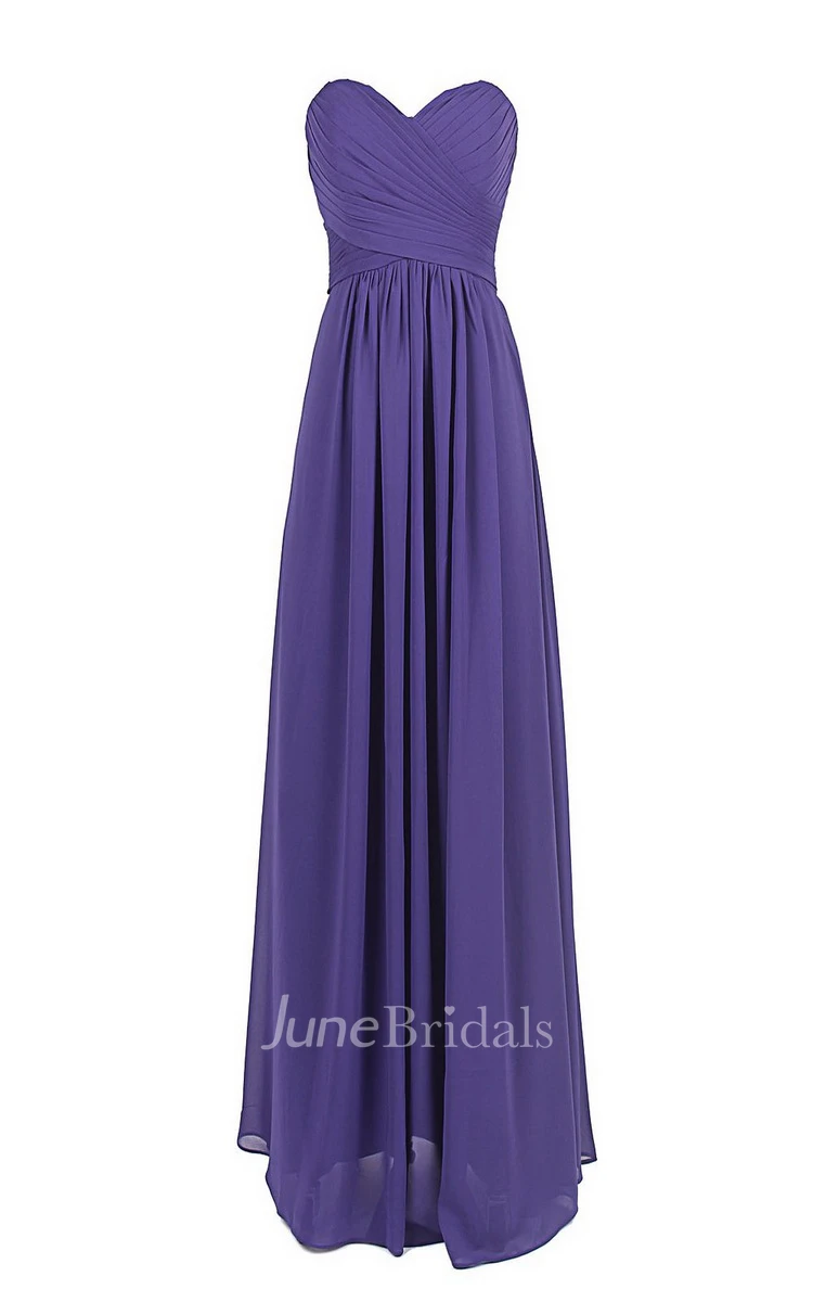 Basque Waist Long Chiffon Dress With Zipper Back