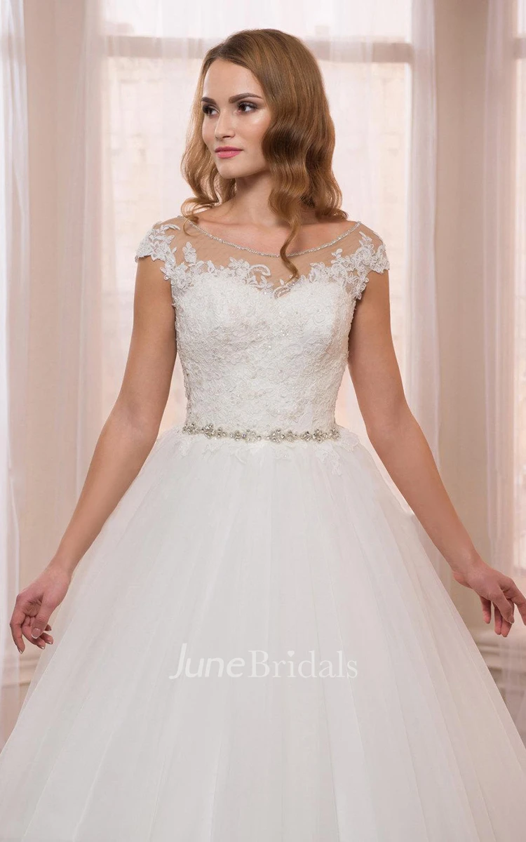 Sleeveless Sleeve Tulle Lace Weddig Dress
