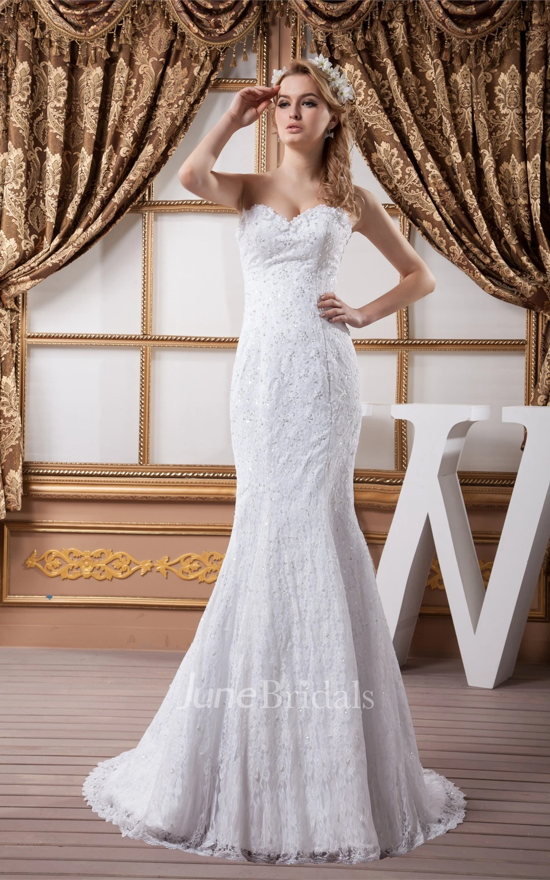 Sweetheart Mermaid Sheath Dress with Lace and Beading