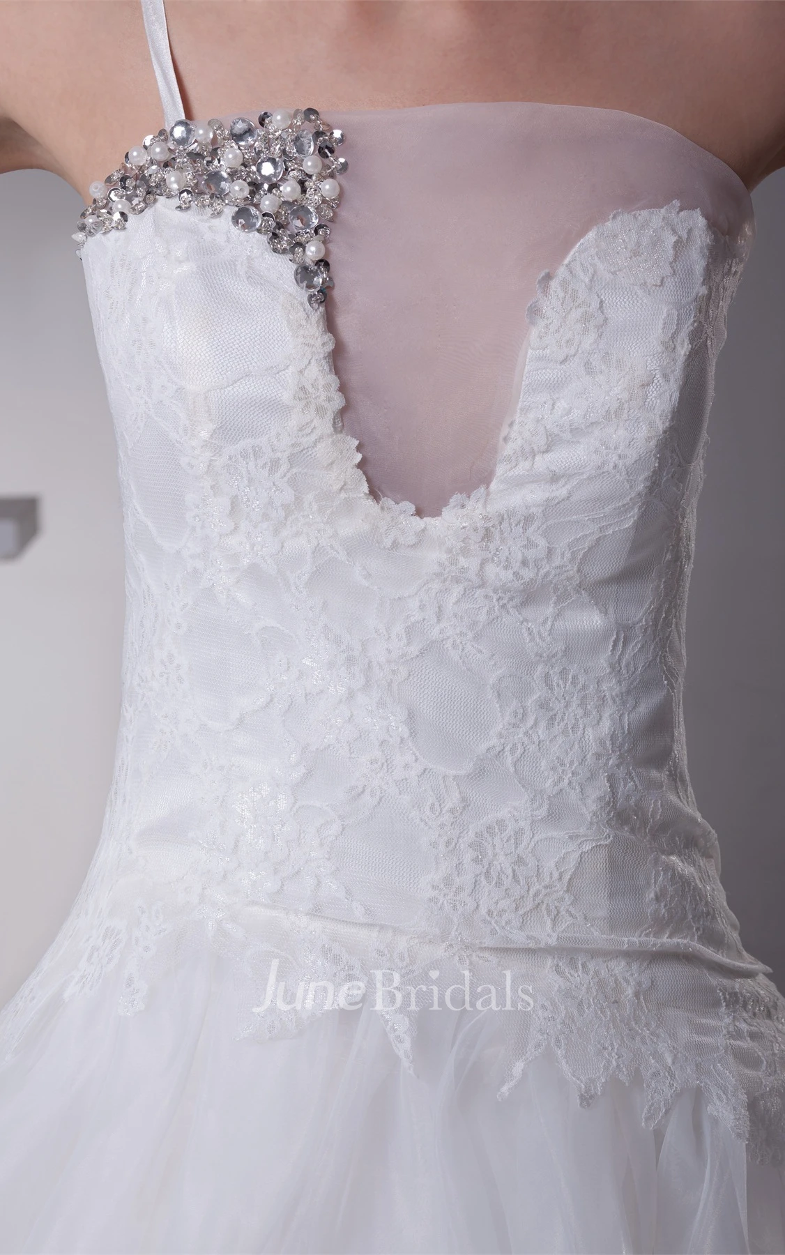 Single-Strap Tiered Floor-Length Dress with Beading and Appliques