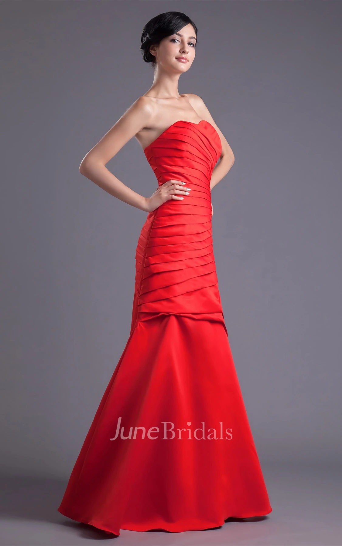 sweetheart column criss-cross gown with ruched bodice
