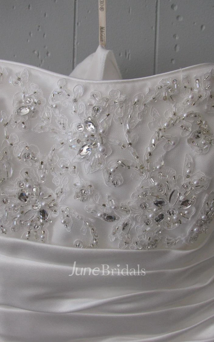 Sweetheart Ruffled Long A-Line Wedding Dress With Beading Detailing