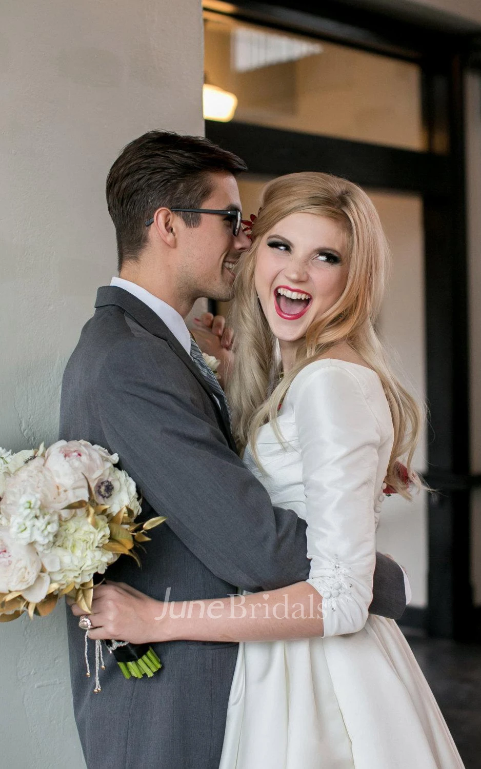 V-Neck 3 4 Sleeve Vintage Style Taffeta Dress With Crisscross Ruching