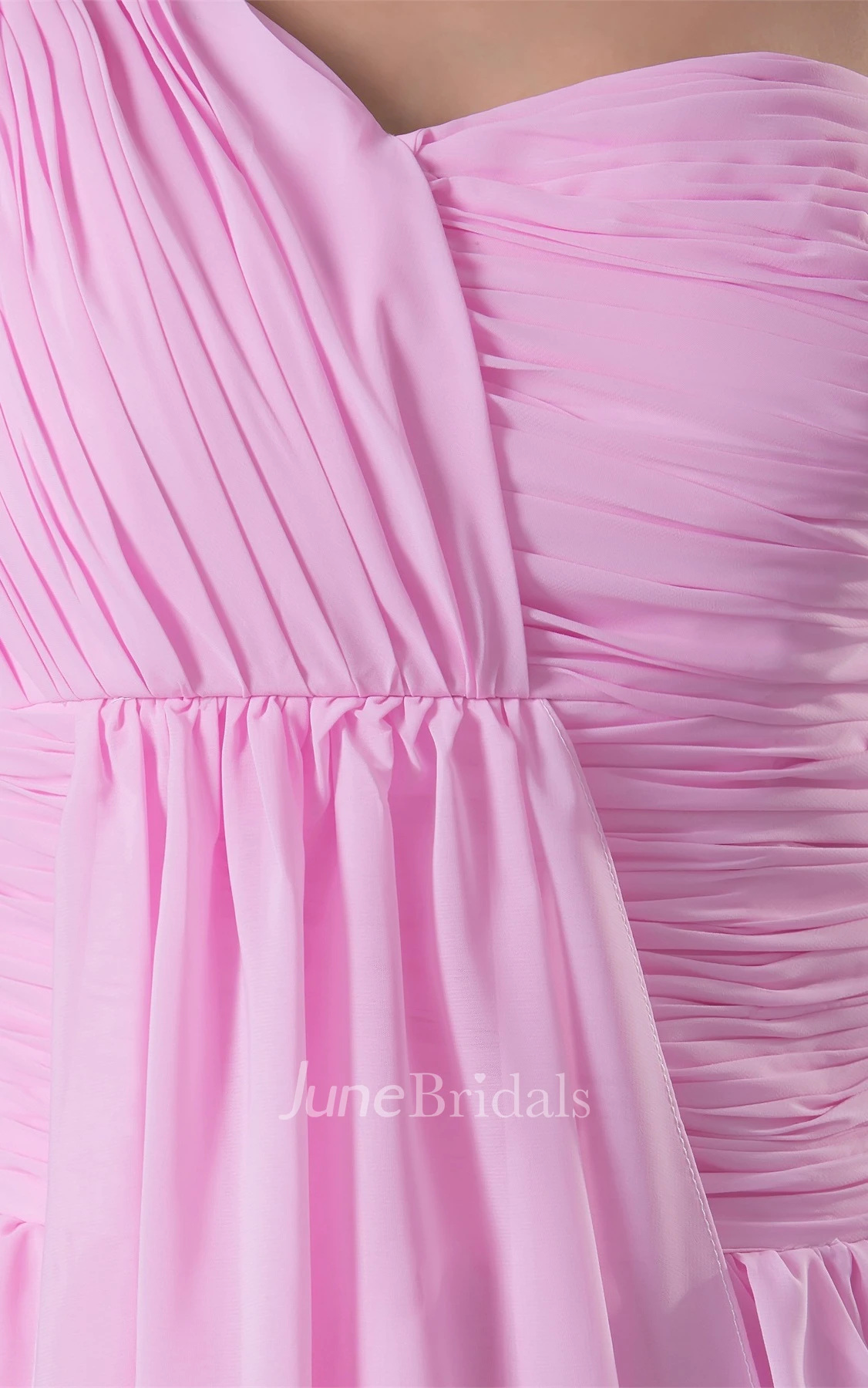 Pastel Asymmetrical Chiffon Dress with Ruching and Pleats