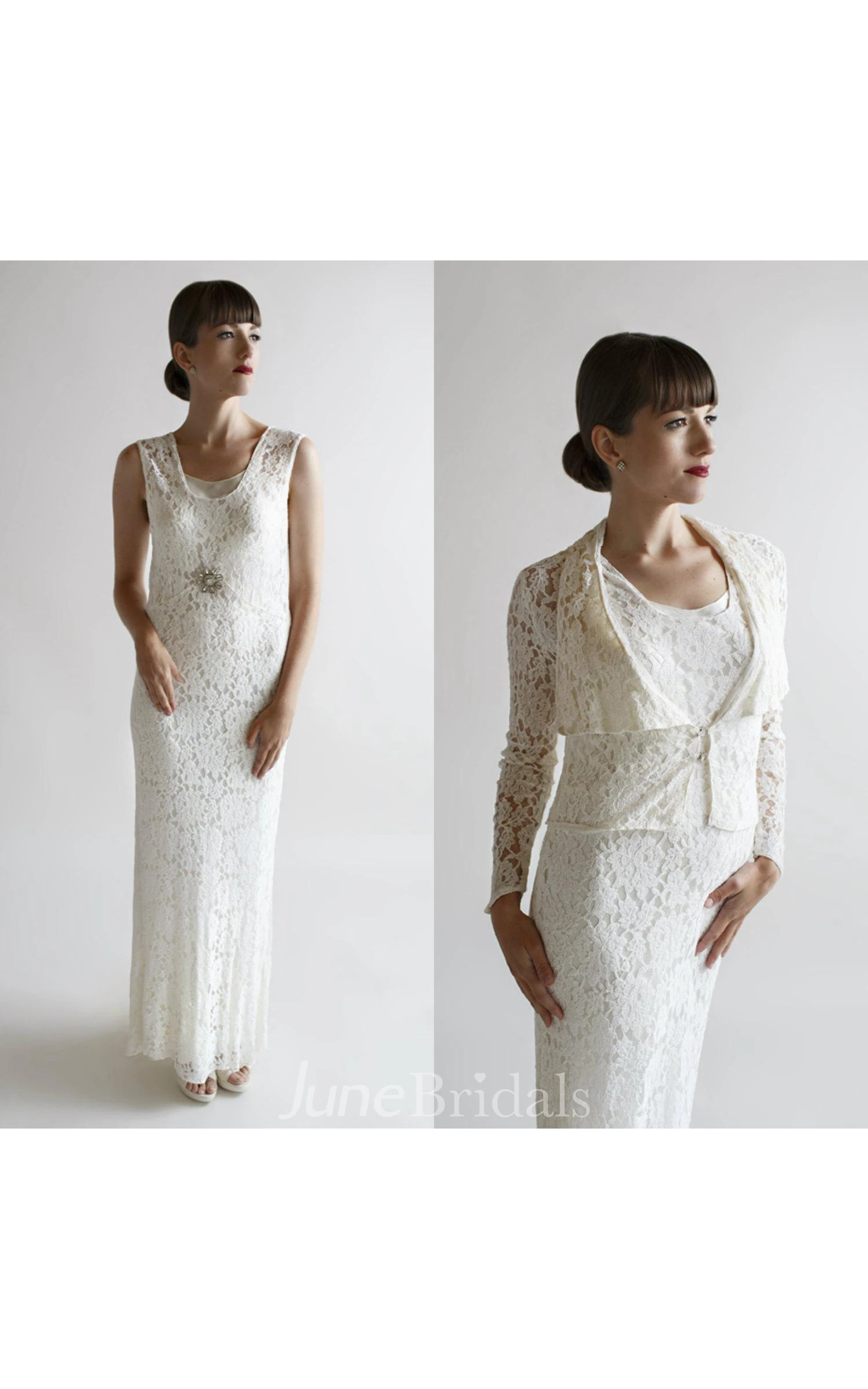 1930S Deco Wedding Gown Vintage Lace Wedding Dress