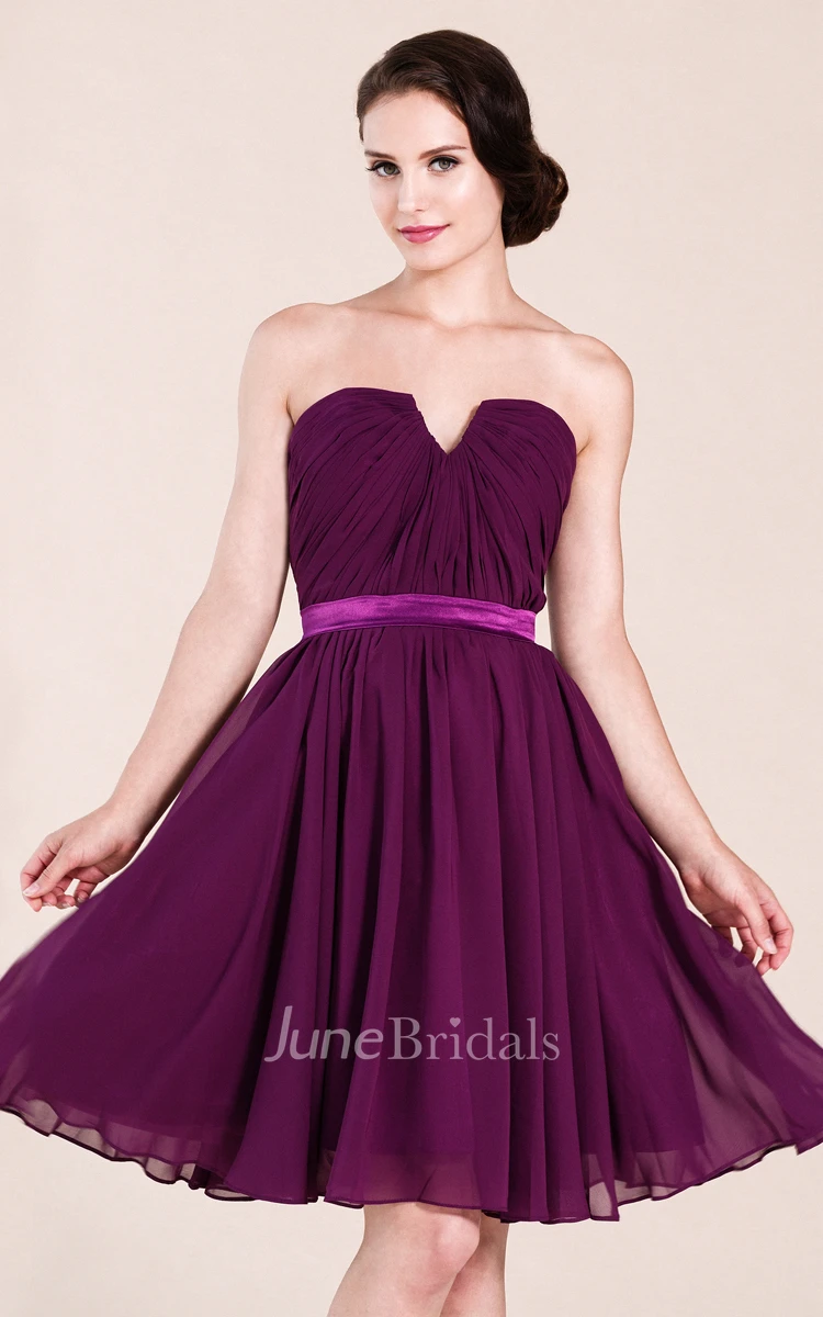 Notched Neck A-Line Short Bridesmaid Dress
