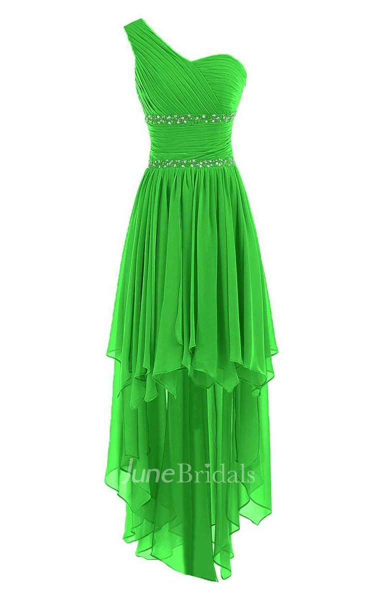 One-shoulder Asymmetrical Chiffon Dress With Sequins