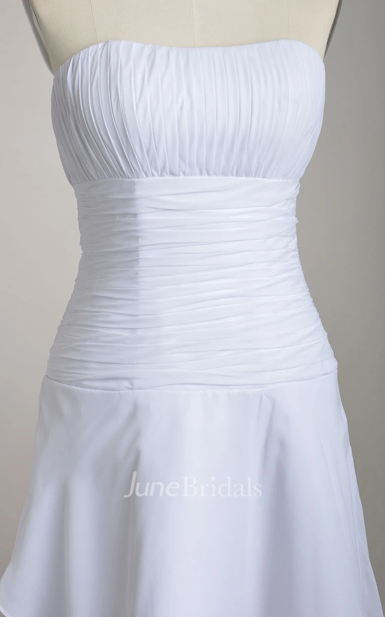 Strapless High-low A-line Chiffon Short Dress With Asymmetrical Front