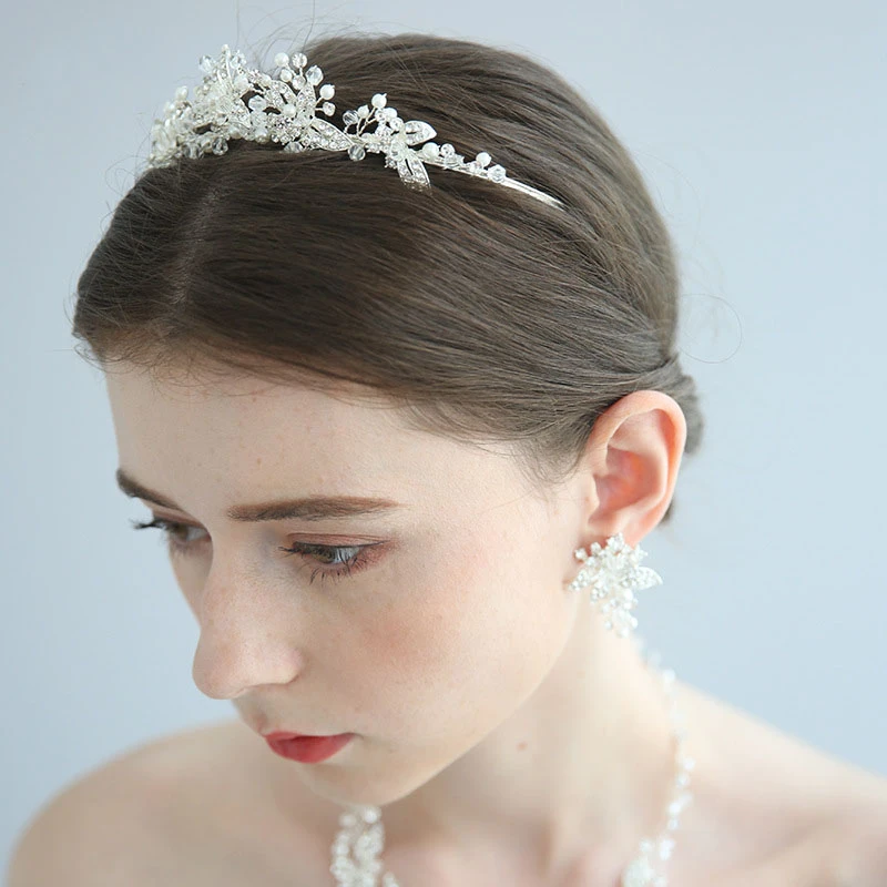 Chic Jewelry Sets of Rhinestone Necklace and Earrings and Crowns