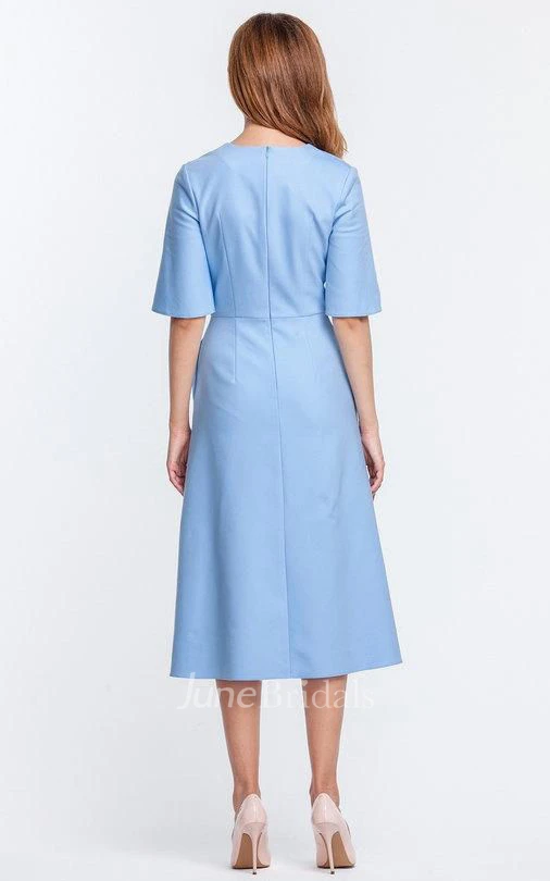 Trendy Bell Sleeve Tea-length Dress With Pockets