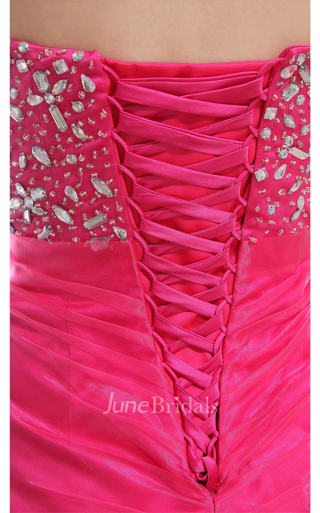 Strapless Ruffled Maxi Dress with Flower and Gemmed Bodice