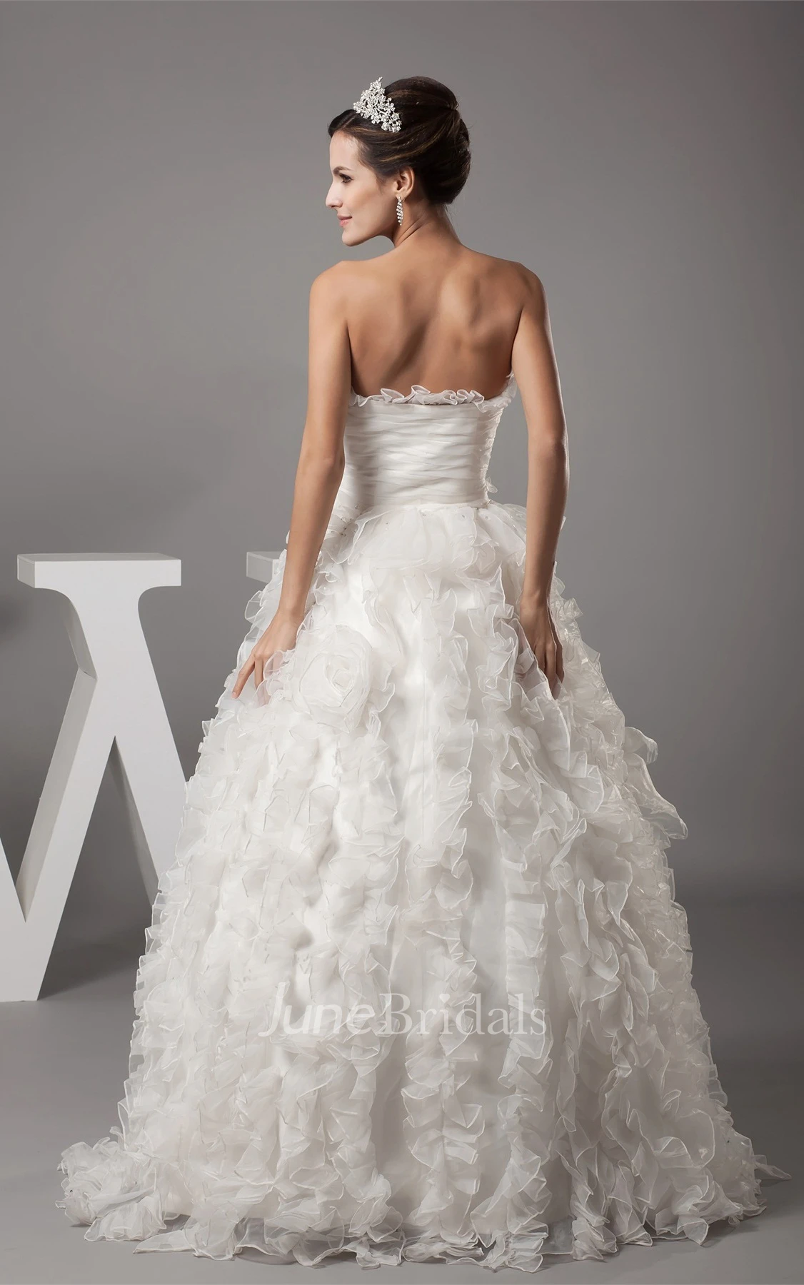 Sweetheart Ruffled A-Line Ball Gown with Ruching