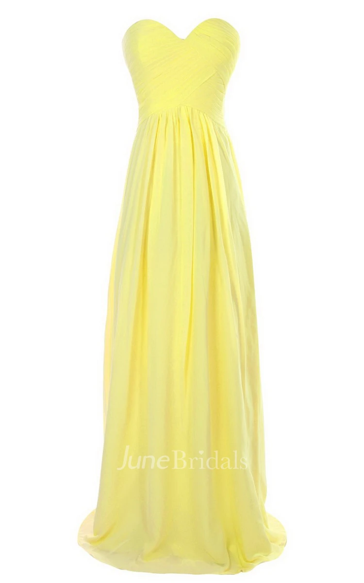 Sweetheart Long Chiffon Gown With Crisscross Ruching