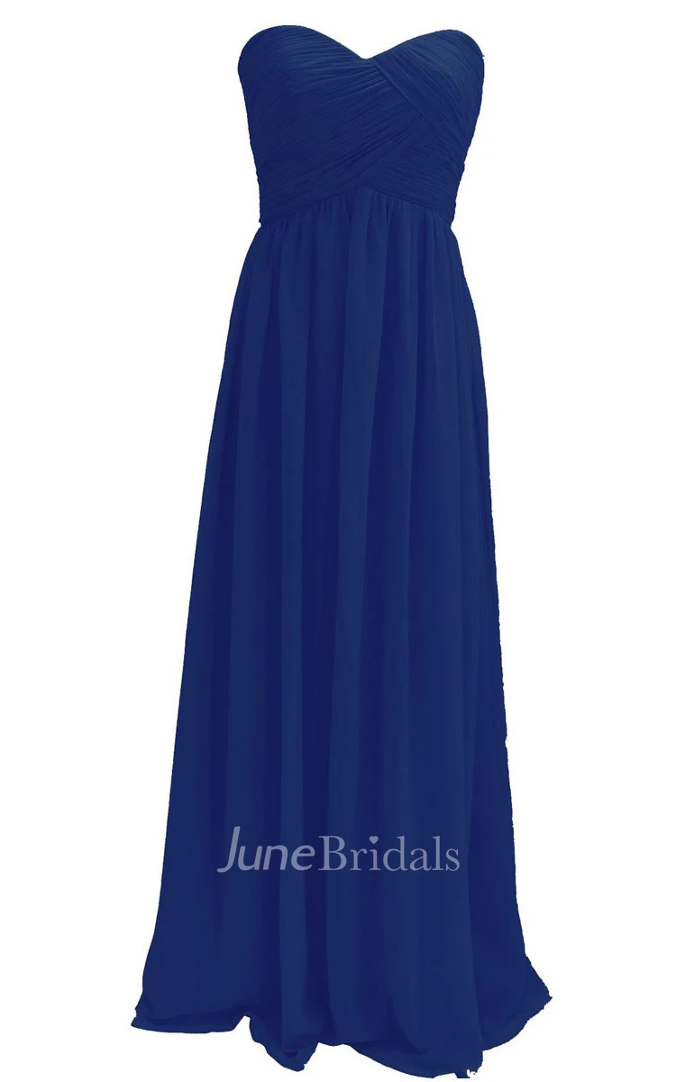 Elegant Strapless Sweetheart Ruched Chiffon A-line Gown