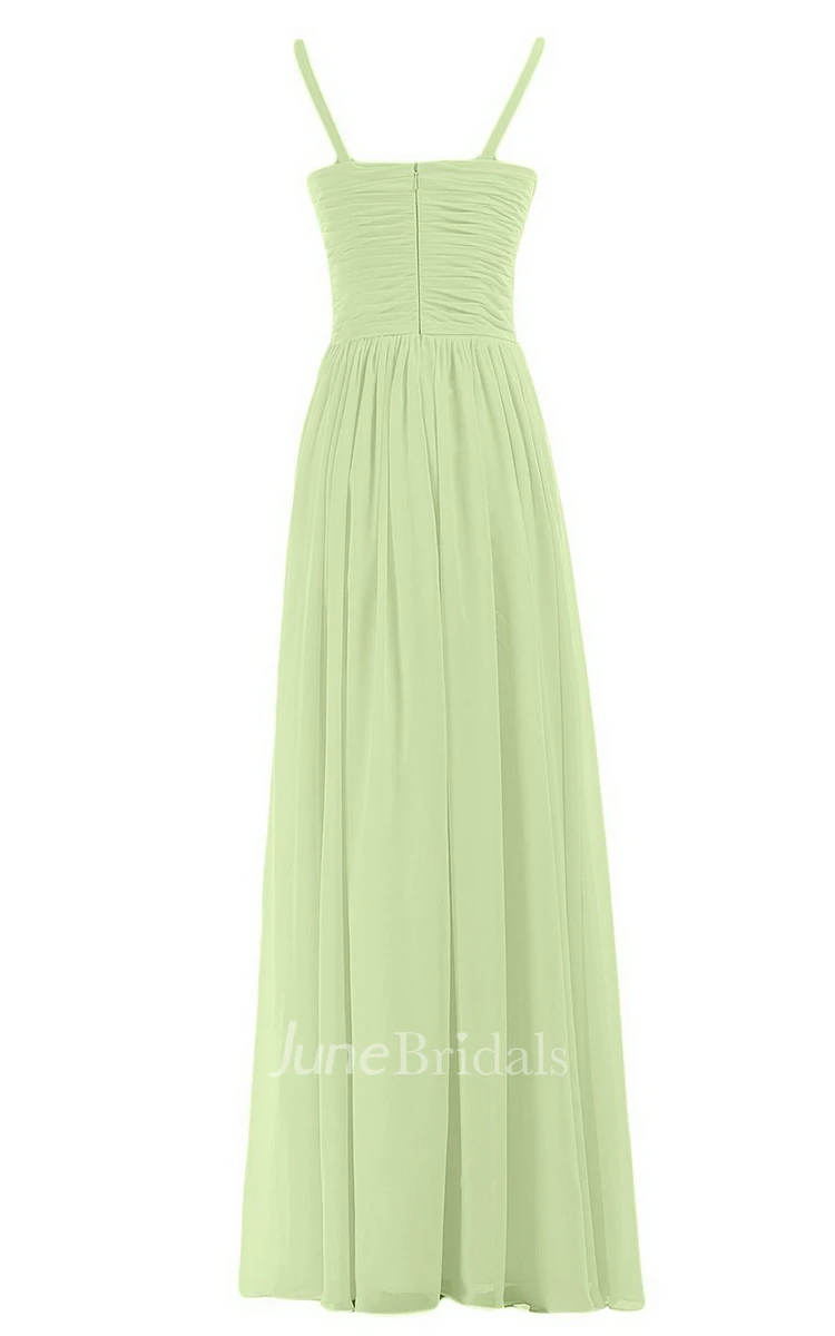 Sleeveless V-neck Chiffon Dress With Crisscross Ruching