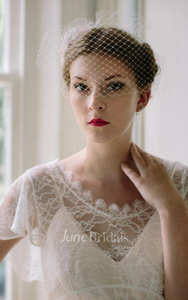 Mini Lace Satin Weddig Dress With Low-V Back