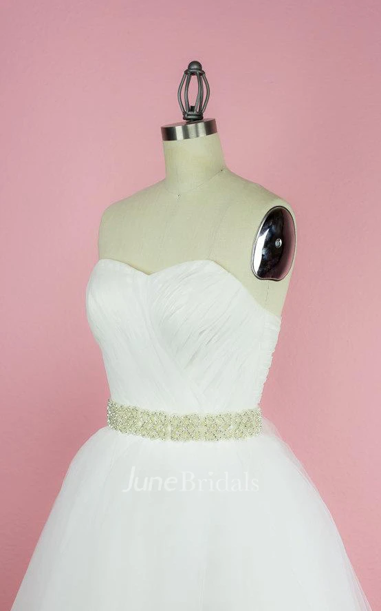 Sweetheart Criss Cross Tulle Short Dress With Waist Jewellery