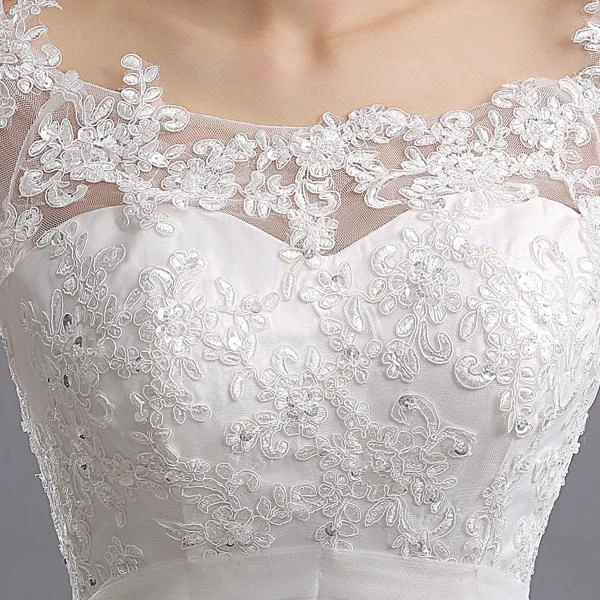 Gorgeous Off-the-Shoulder Half Sleeve Wedding Dresses Lace Appliques Tulle