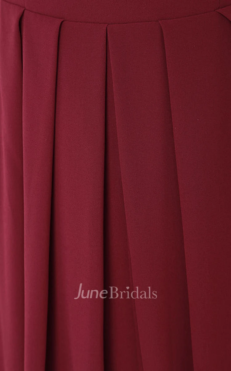 Simple Sleeveless V-Neck A-Line Chiffon Long Dress With Front Split